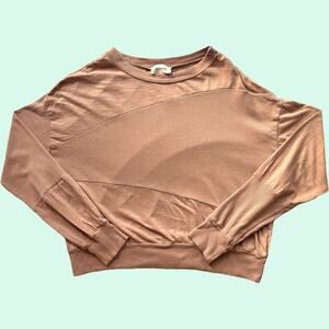 Böhme ribbed colorblock cropped sweatshirt tan beige M